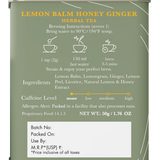 Luxmi Tea Organic Lemon Balm Honey Ginger Herbal Infusion for Lifting Mood and Soothing Throat