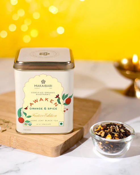 Makaibari Awaken Citrusy Organic Darjeeling Black Tea with Orange Peels and Aromatic Spices