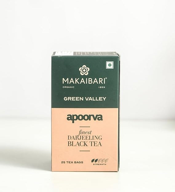 Makaibari Green Valley Apoorva Darjeeling Black Tea Box with 25 Tea Bags