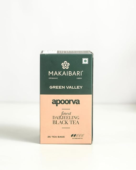 Makaibari Green Valley Apoorva Darjeeling Black Tea Box with 25 Tea Bags