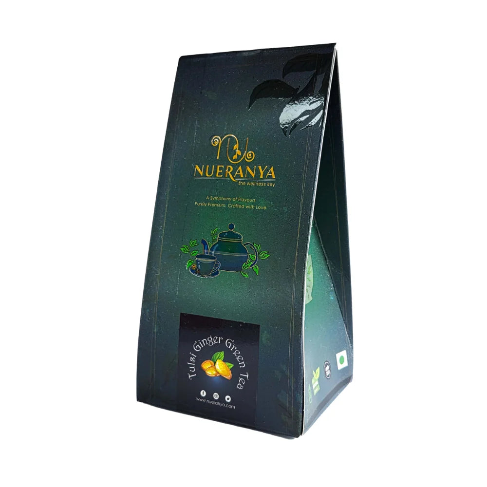 Nueranya Tulsi Ginger Assam Green Tea Box
