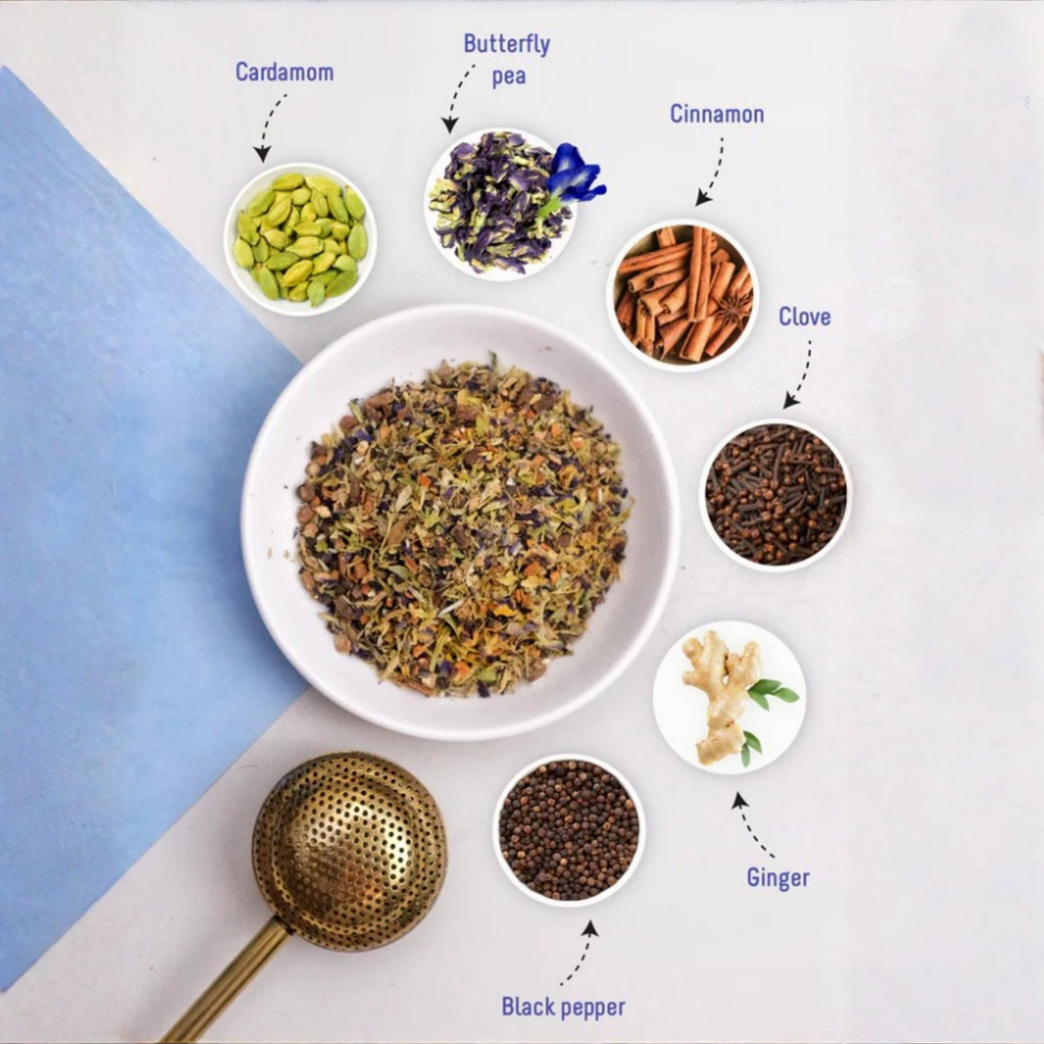 Oh Cha Butterfly Chai with Blue Pea Flower, Ginger and Black Pepper