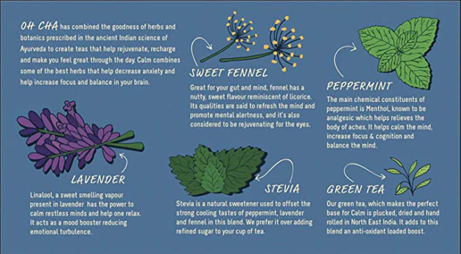 Oh Cha Calm Green Tea With Lavender, Peppermint and Fennel