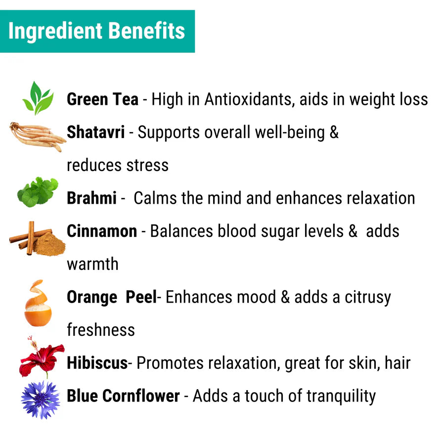 Oh Cha Evening Cleanse Green Tea with Brahmi, Hibiscus and Orange Peel