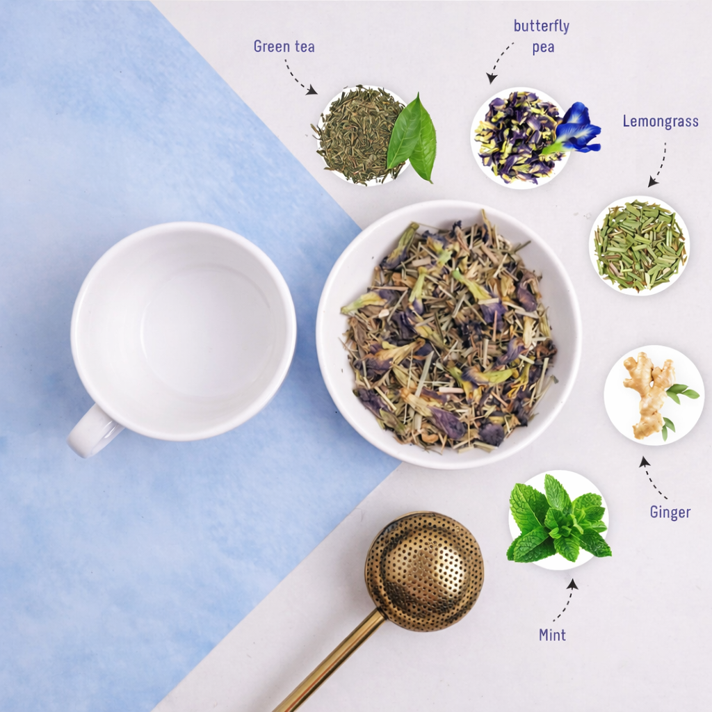 Oh Cha Oriental Blue Tea- Green Tea with Butterfly Pea, Lemongrass and Ginger