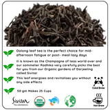 ENERGISING Organic Darjeeling Oolong Leaf Tea - Natural Energy Boost and Mental Clarity