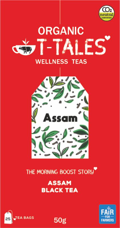 Organic T-Tales Assam Black Tea Box of 50g with 25 Tea Bags