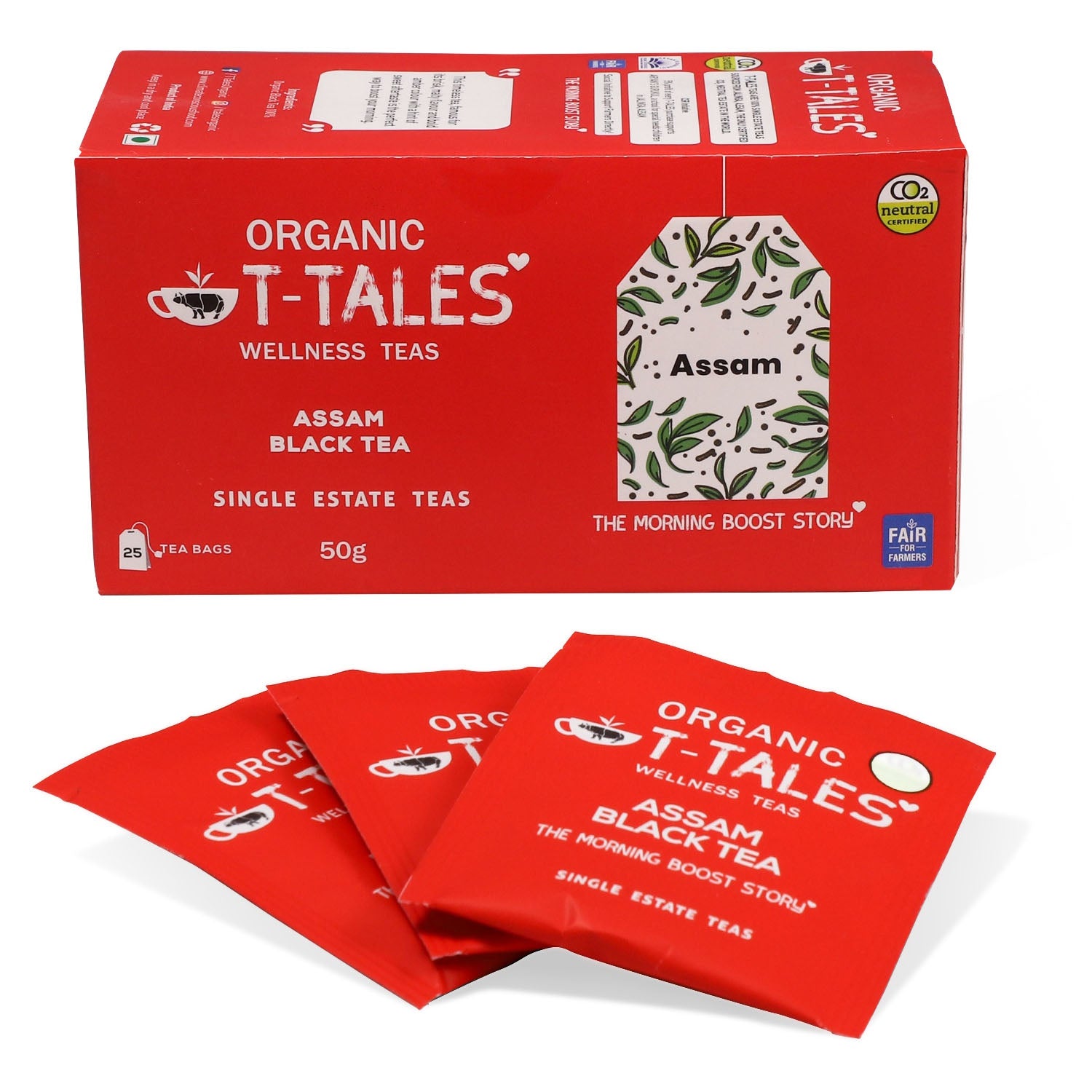 Organic T-Tales Assam Black Tea Box of 25 Tea Bags