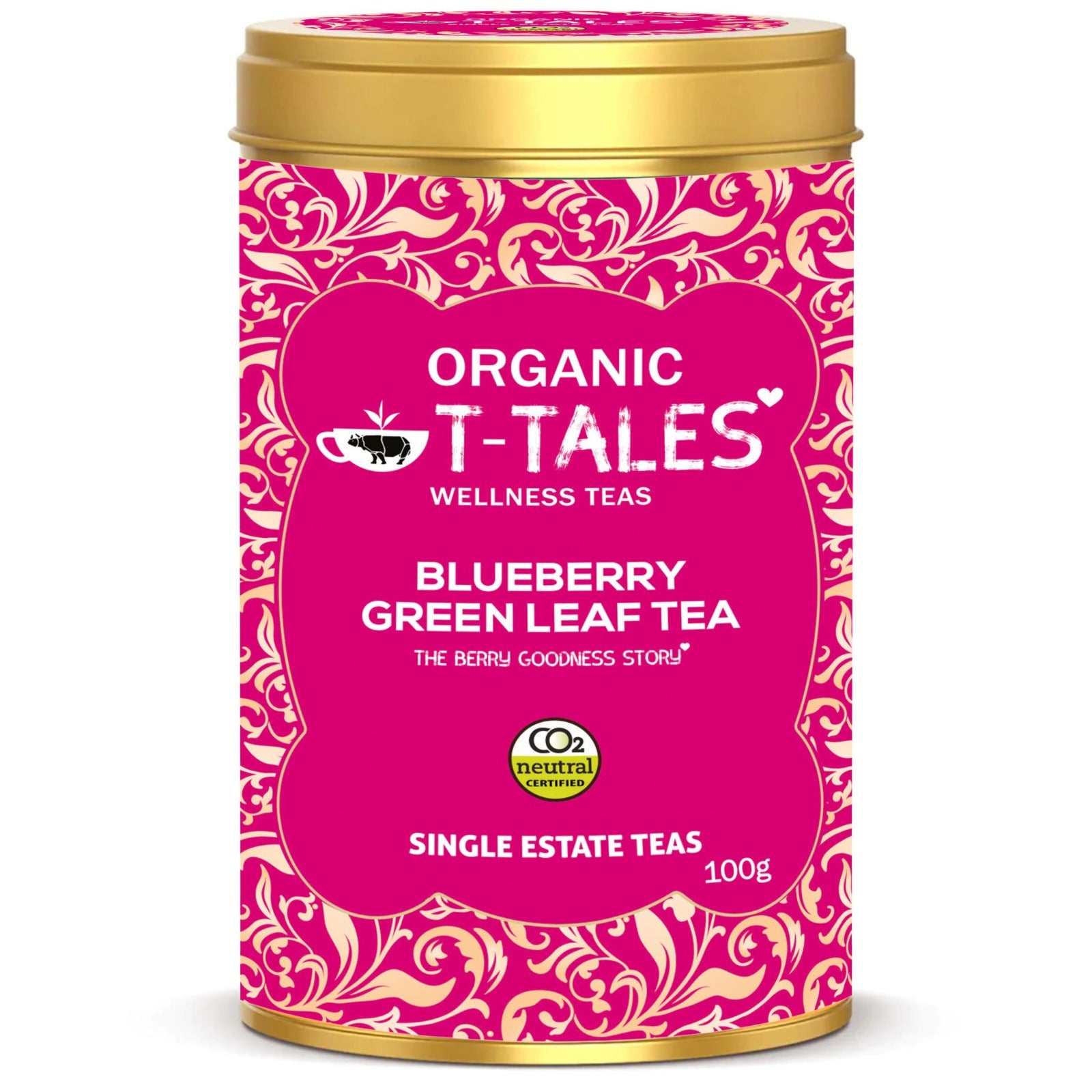 Organic T-Tales Organic Blueberry Green Leaf Tea Canister