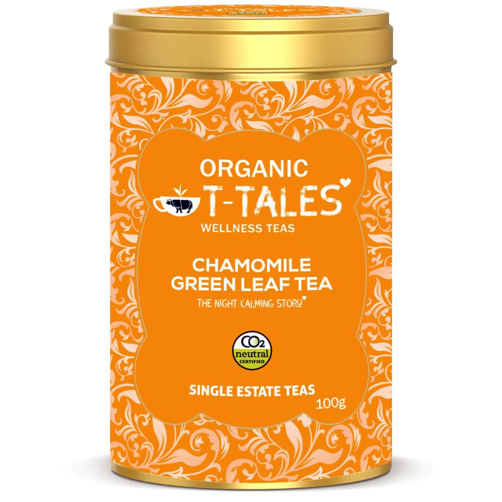 Organic T-Tales Chamomile Green Leaf Tea Canister of 100g