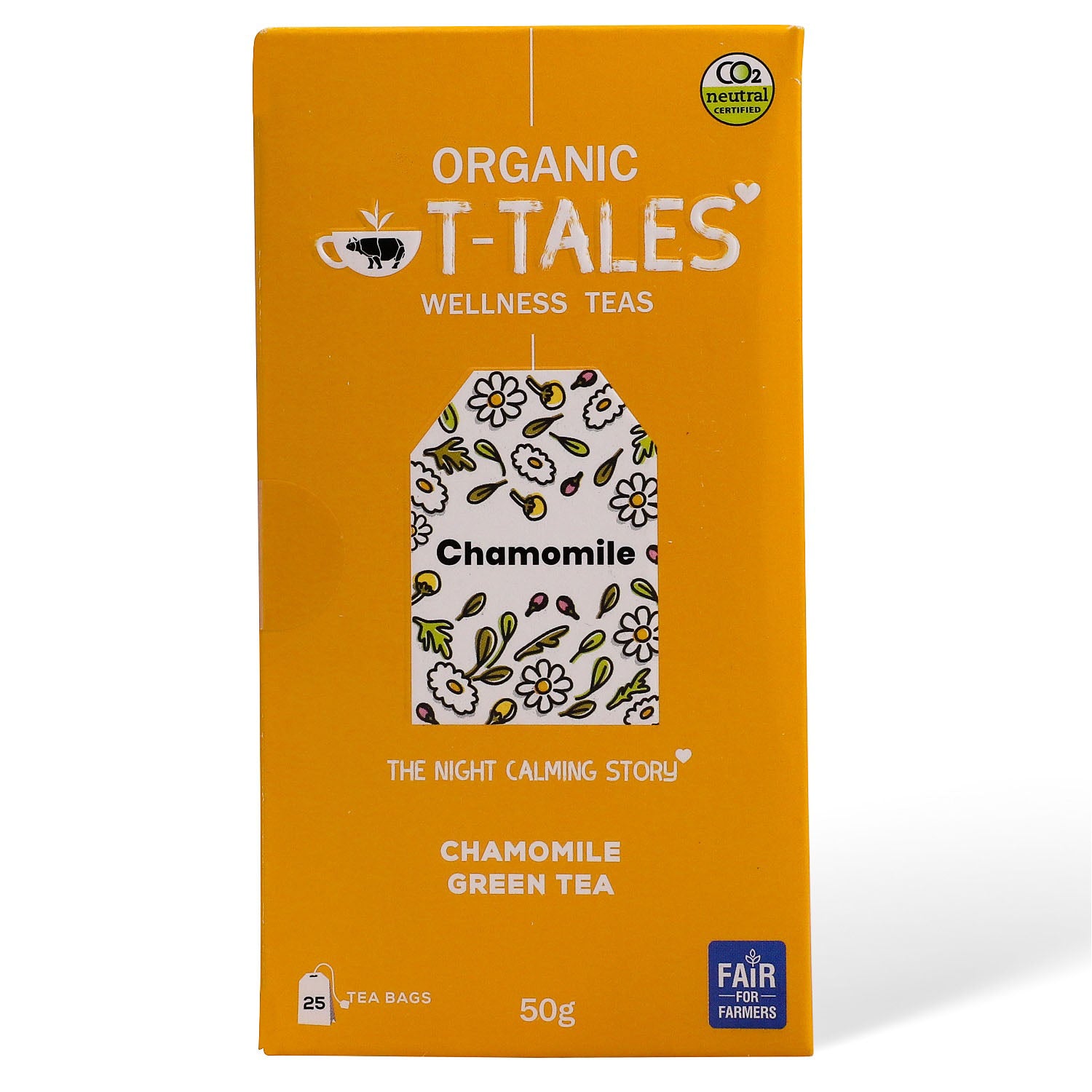 Organic T-Tales Organic Chamomile Green Tea Pack with 25 Tea Bags