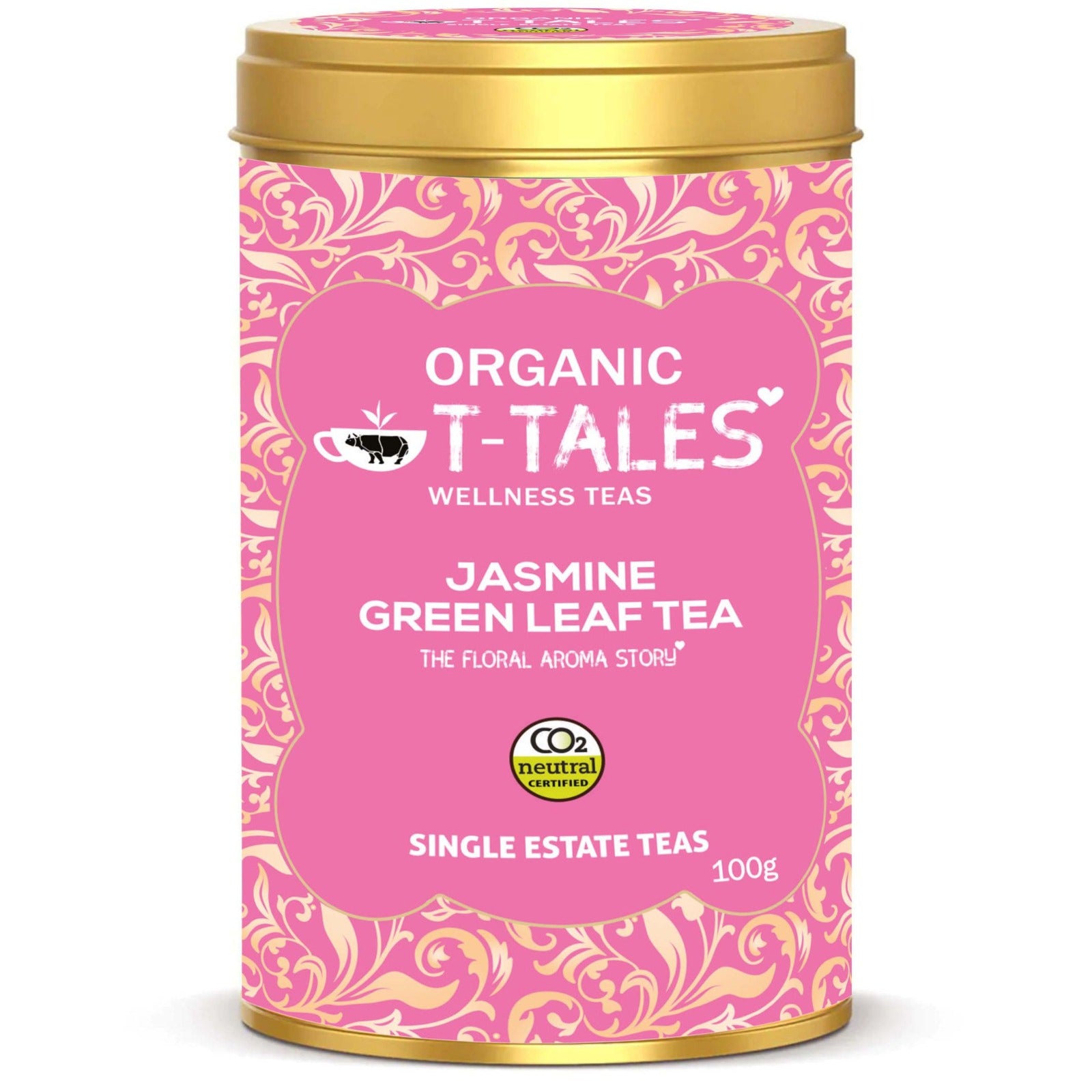 Organic T-Tales Jasmine Green Leaf Tea Canister