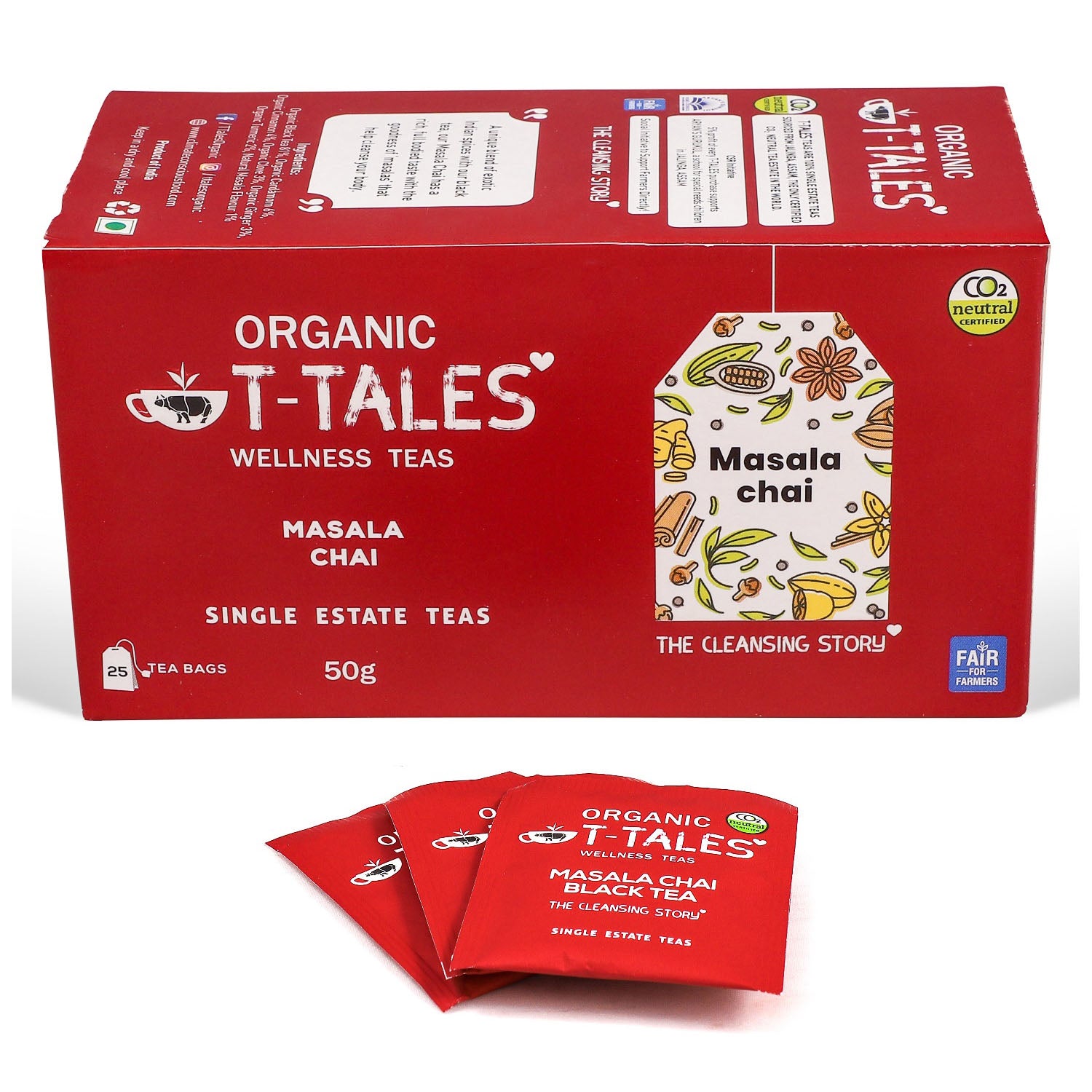 Organic T-Tales Organic Masala Black Tea Bag Box