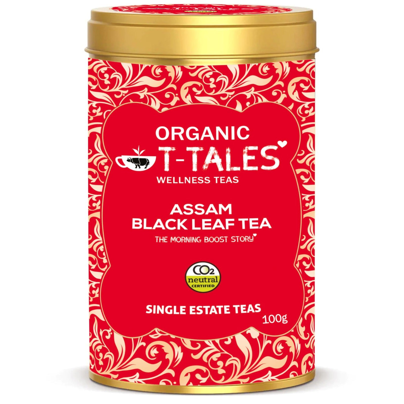 Organic T-Tales Assam Black Leaf Tea 100g Canister