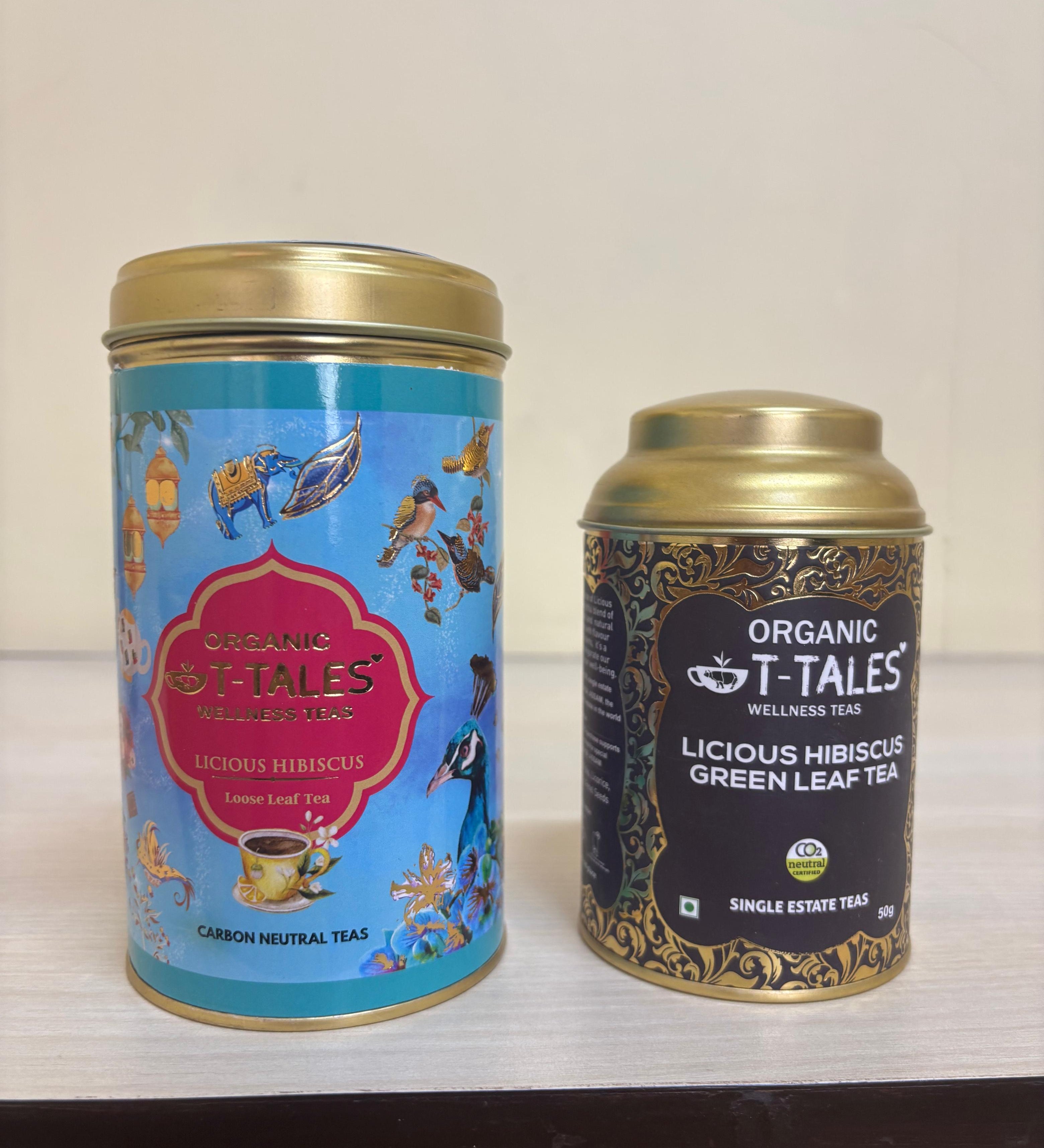 2 Tea Can of Organic T-Tales Licious Hibiscus Tea