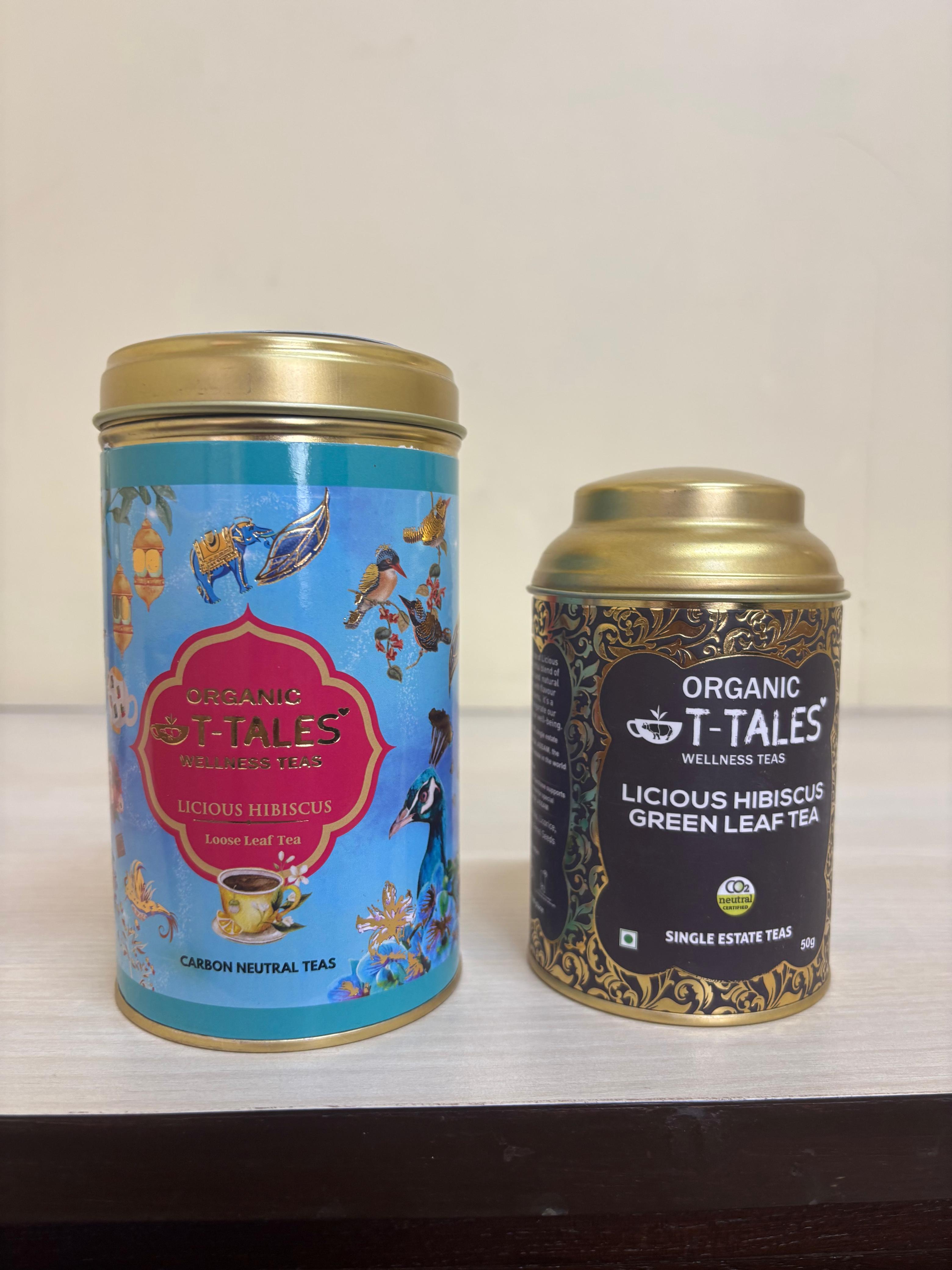 2 Tea Can of Organic T-Tales Licious Hibiscus Tea