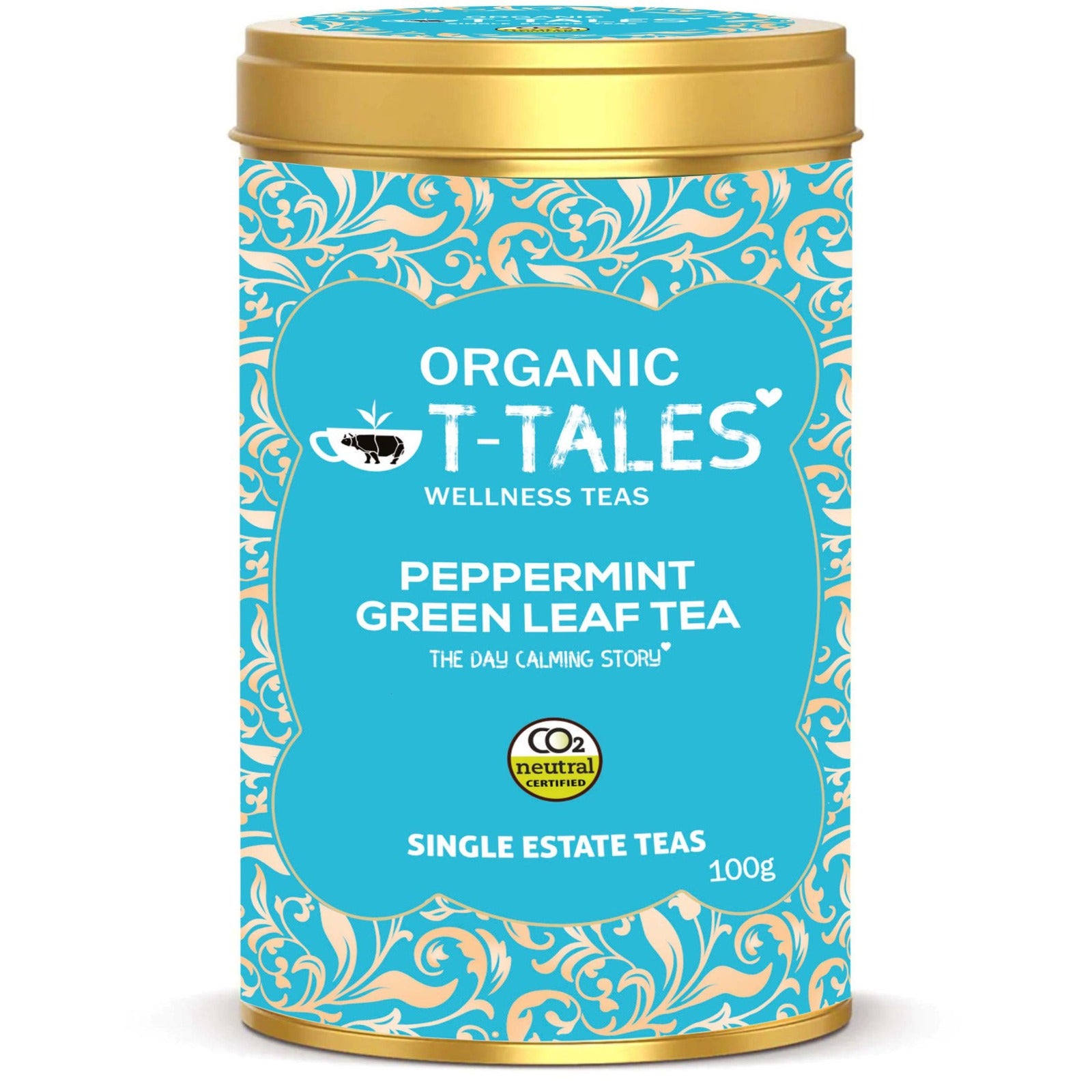 Organic T-Tales Peppermint Green Leaf Tea Canister
