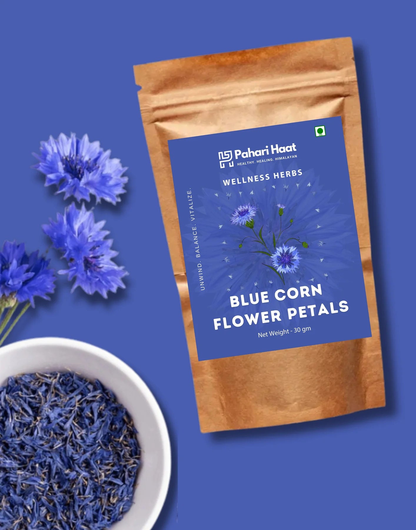Pahari Haat Dried Blue Cornflower Petals Herbal Infusion