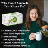 Planet Ayurveda Organic Tulsi Green Tea - Holy Elixir of Life - Tea Bags