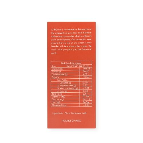 Premier’s Assam Black Tea Nutritional Information and Ingredient