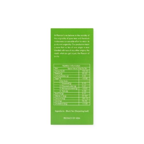 Premier's Single Origin Darjeeling Black Tea Nutrition Information Label