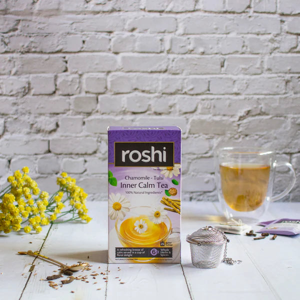 Roshi Inner Calm Chamomile Tulsi Herbal Tea Box