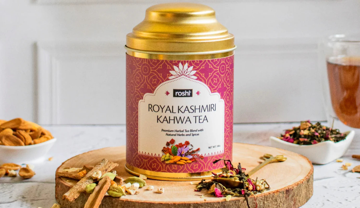 Roshi Royal Kashmiri Kahwa Tea Canister