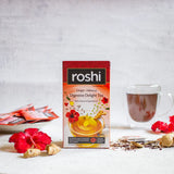 Roshi Digestive Ginger Hibiscus Herbal Tea for Gut Comfort and Post-Meal Ease- Pack of 2