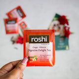 Roshi Digestive Ginger Hibiscus Herbal Tea for Gut Comfort and Post-Meal Ease- Pack of 2