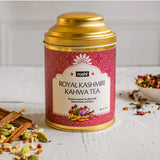 Roshi Royal Kashmiri Kahwa Green Tea with Rose Cardamom Clove Ginger Nutmeg Almond Saffron for Himalayan Warmth