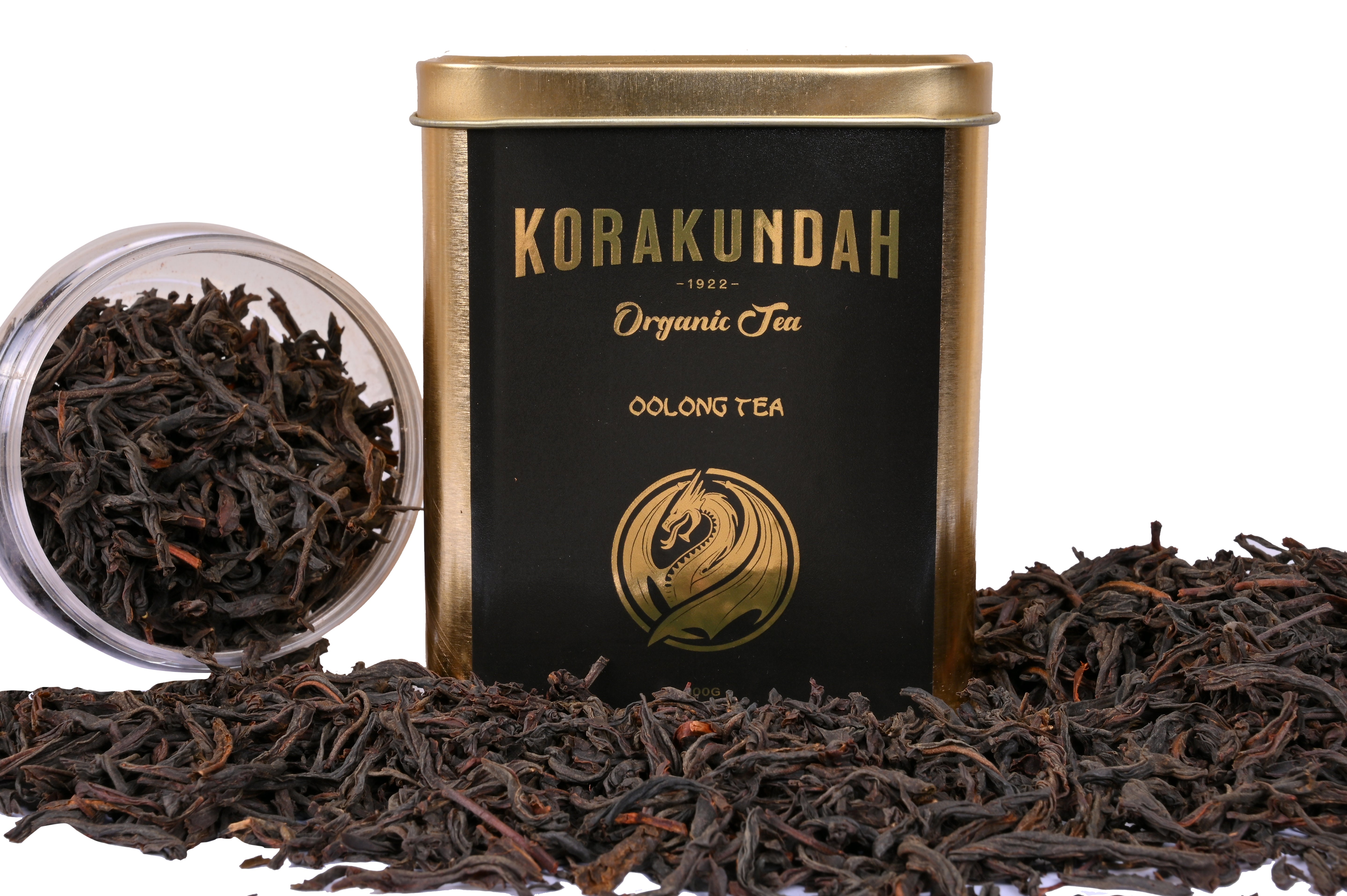 Korakundah Organic Oolong Tea Canister with Loose Tea Leaves