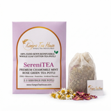 Kangra Tea House SereniTEA 100% Organic First Flush Chamomile Mint Rose Green Tea in Hand Sewn Chemical-Free Cotton Potlis -Restorative Sleep, Menstrual Comfort and Strong Immunity