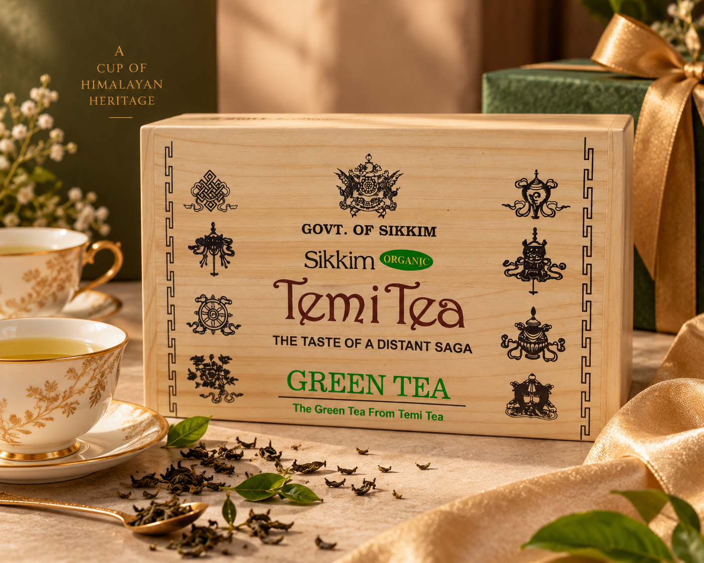 Sikkim Organic Temi Tea Green Tea Wooden Gift Box