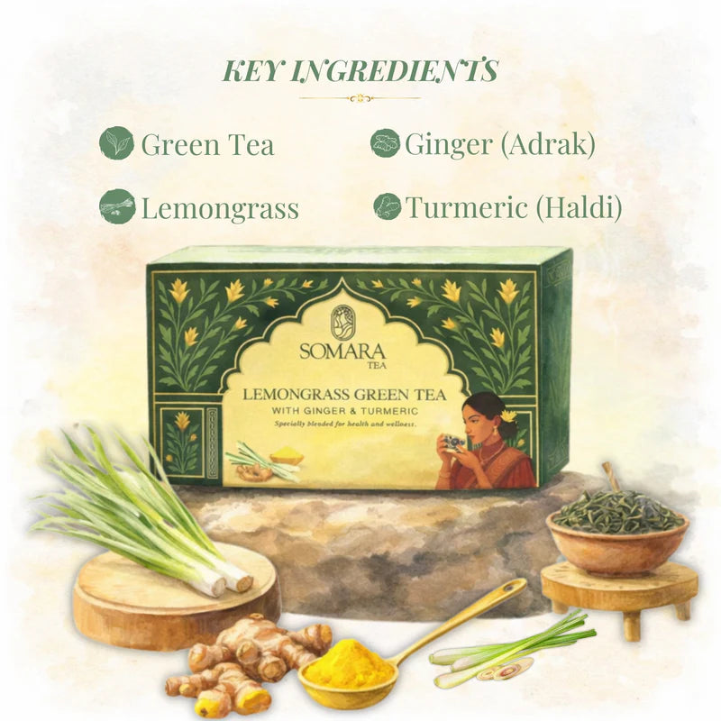 Somara Tea Lemongrass Green Tea with Ginger and Turmeric