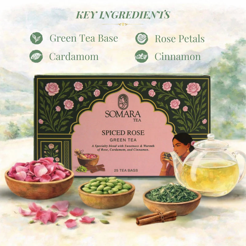 Somara Tea Spiced Rose Green Tea with Cardamom and Cinnamon
