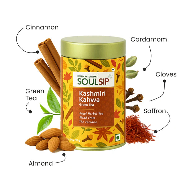Soulsip Kashmiri Kahwa Green Tea Canister