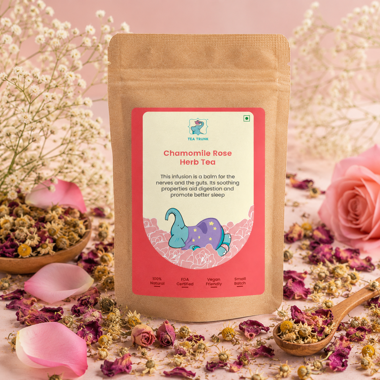Tea Trunk Chamomile Rose Herbal Tea Pack
