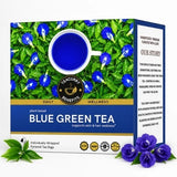 Teacurry Blue Assam Green Tea with Blue Pea Flowers - Antioxidant Blend for Metabolism, Skin & Digestive Support - Pyramid Tea Bags