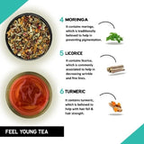 Teacurry Feel Young Herbal Infusion with Butterfly Pea, Moringa, & Hibiscus for a Fresh, Radiant Daily Ritual - Pyramid Bags