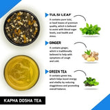 Teacurry Kapha Dosha Green Tea with Tulsi, Ginger & Black Pepper - Warming Ayurvedic Blend for Kapha Balance - Pyramid Tea Bags