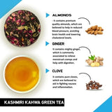 Teacurry Kashmiri Kahwa Green Tea with Almond & Ginger - Aromatic Blend for Digestion & Metabolism - Pyramid Tea Bags