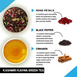 Teacurry Kashmiri Kahwa Green Tea with Almond & Ginger - Aromatic Blend for Digestion & Metabolism - Pyramid Tea Bags