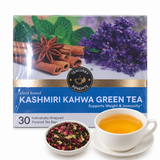 Teacurry Kashmiri Kahwa Green Tea with Almond & Ginger - Aromatic Blend for Digestion & Metabolism - Pyramid Tea Bags