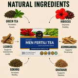 Teacurry Men Fertili Assam Green Tea with Ashwagandha, Shatavari & Gokhru - Traditional Ayurvedic Blend for Men’s Reproductive Wellness - Pyramid Tea Bags