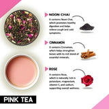 Teacurry Pink Tea with Noon Chai Leaves, Rose, Cardamom & Ginger - Traditional Kashmiri-Style Blend for Digestive Comfort & Everyday Wellness