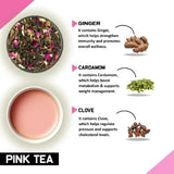Teacurry Pink Tea with Noon Chai Leaves, Rose, Cardamom & Ginger - Traditional Kashmiri-Style Blend for Digestive Comfort & Everyday Wellness