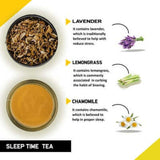 Teacurry Sleep Time Assam Green Tea with Chamomile, Lavender & Lemongrass - Floral Blend for Relaxation & Restful Evenings - Pyramid Tea Bags