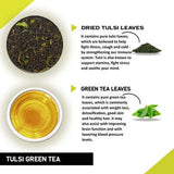 Teacurry Tulsi Assam Green Tea - Immunity, Stamina & Metabolism Support - Pyramid Tea Bags