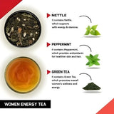 Teacurry Women Energy Green Tea with Peppermint, Ashwagandha & Shatavari - Energising Blend for Alertness & Everyday Vitality - Pyramid Tea Bags