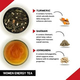 Teacurry Women Energy Green Tea with Peppermint, Ashwagandha & Shatavari - Energising Blend for Alertness & Everyday Vitality - Pyramid Tea Bags